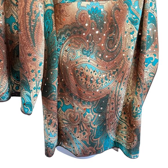 Obe Vintage Y2K Paisley Babydoll V-Neck Whimsigoth Sequins Knit Top Fairy sz 1X - Picture 2 of 16